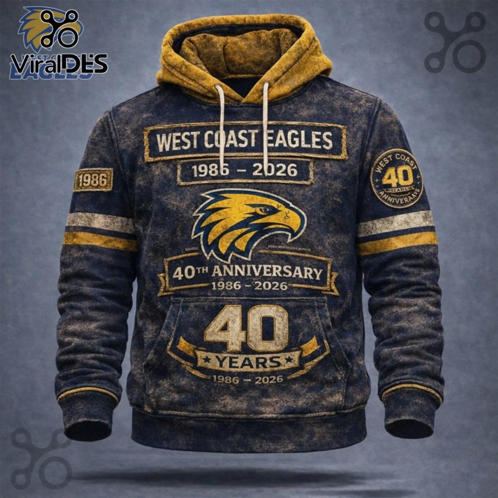 West Coast Eagles 40th Anniversary Premium Graphic Hoodie