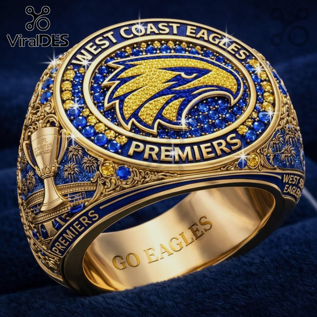 West Coast Eagles Premiers Commemorative 3D Gemstone Encrusted Championship Ring