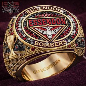 Essendon Bombers AFL Premium Commemorative Gold Plated Fan Ring