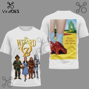 Wizard of Oz t-shirt with Scarecrow, Dorothy, Lion, and Tin Man on the front and ruby slippers design on the back.!