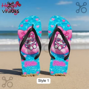 Hello Kitty Beach Summer Fun Hearts Flip Flops