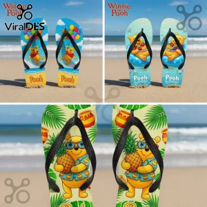 Winnie the Pooh Summer Beach Tropical Pooh Bear Pineapple Flip Flops