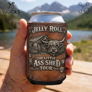 Jelly Roll The Little Ass Shed Tour Highland Cow Embossed Leather Can Cooler
