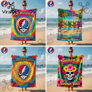 Grateful Dead Steal Your Face Tie-Dye Summer Beach Towel