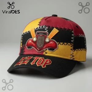 ZZ Top Hot Rod Embroidered Baseball Cap – Premium Patchwork Design