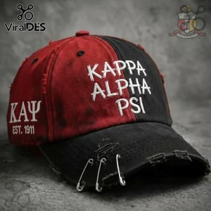 Kappa Alpha Psi Fraternity Red & Black Distressed Baseball Cap