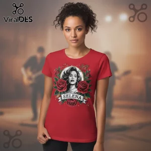 Selena Quintanilla Queen of Tejano Red Rose Tribute Graphic T-Shirt