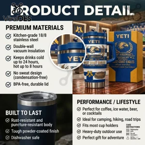 West Coast Eagles AFL 40th Anniversary YETI Stanley Tumbler