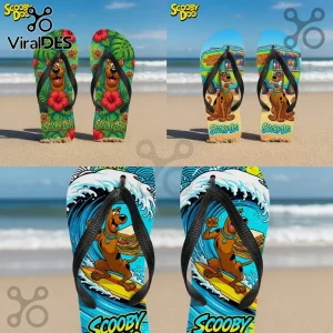 Scooby-Doo Surfing Sandwich Beach Wave Cartoon Beach Flip Flops