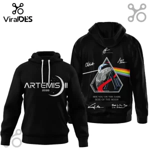 Artemis II 2026 Crew Signatures Dark Side of Moon Space Mission Hoodie
