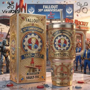 Fallout 30th Anniversary Luxury Gold Vault Boy Red Rocket Station Tumbler