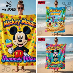 Mickey Mouse Disney Summer Vibes Ice Cream Beach Towel for Kids & Adults