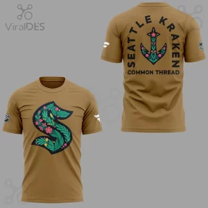 Tan t-shirt with botanical 