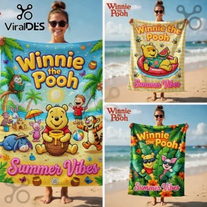 Winnie the Pooh Summer Vibes Disney Cartoon Characters Beach Towel