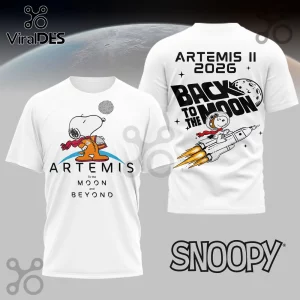 Snoopy NASA Artemis II 2026 Back to Moon Astronaut Graphic T-Shirt
