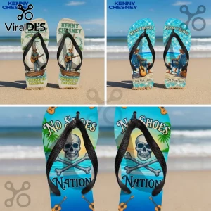 Kenny Chesney No Shoes Nation Skull Guitars Tropical Beach Flip Flops