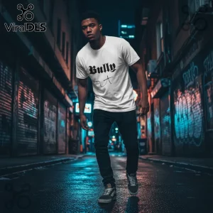 White t-shirt with black gothic 