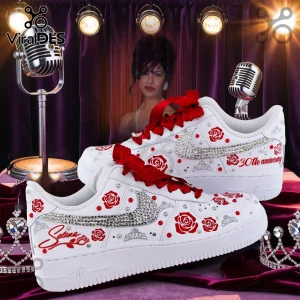 Selena 30th Anniversary Red Rose & Rhinestone Custom Air Force 1 Sneakers