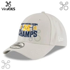 Light gray cap with bold gold, navy, light blue embroidery: WOMEN'S BASKETBALL NATIONAL 20 M 26 CHAMPS design!