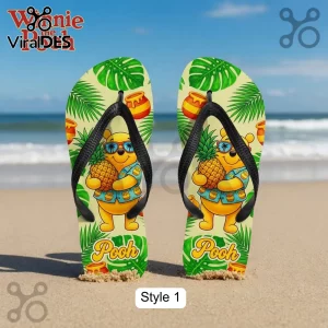 Winnie the Pooh Summer Beach Tropical Pooh Bear Pineapple Flip Flops