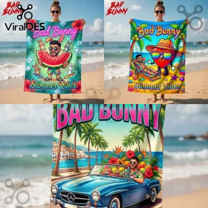 Bad Bunny Summer Vibes Tropical Beach Towel