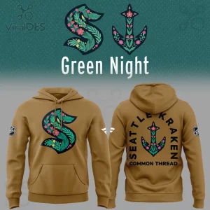 Seattle Kraken Green Night Floral Logo Hoodie