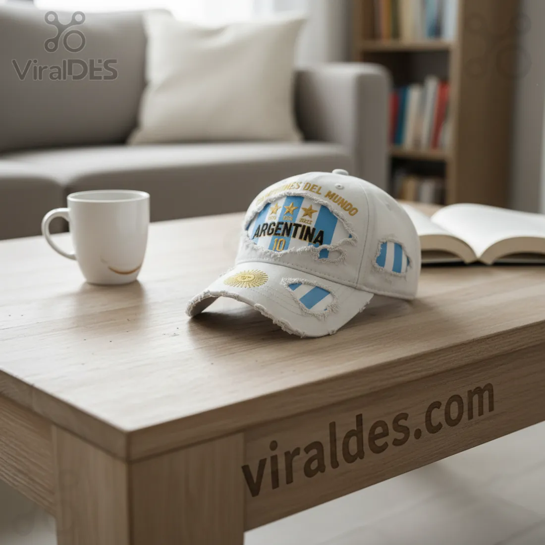 Argentina World Cup Champions 3 Stars Distressed Embroidered Baseball Cap