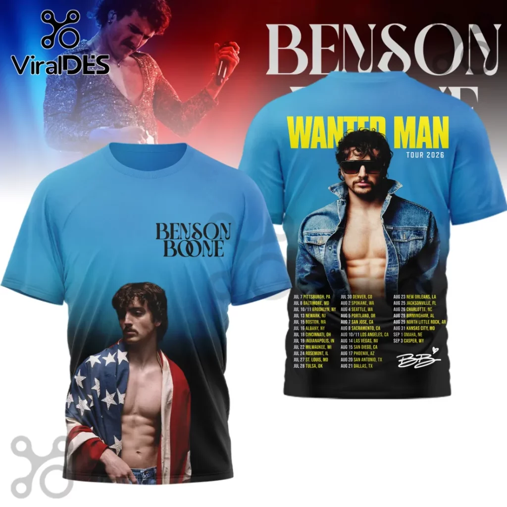 Benson Boone Wanted Man Tour 2026 Dates Graphic Concert T-Shirt