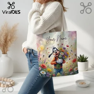 Goofy Disney Flowers Tote Bag