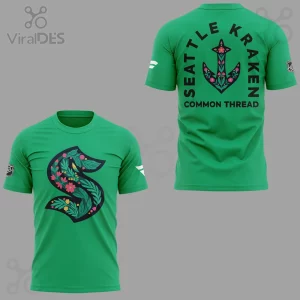 Green t-shirt with floral Kraken