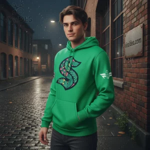 Seattle Kraken Green Night Floral S Logo Hoodie