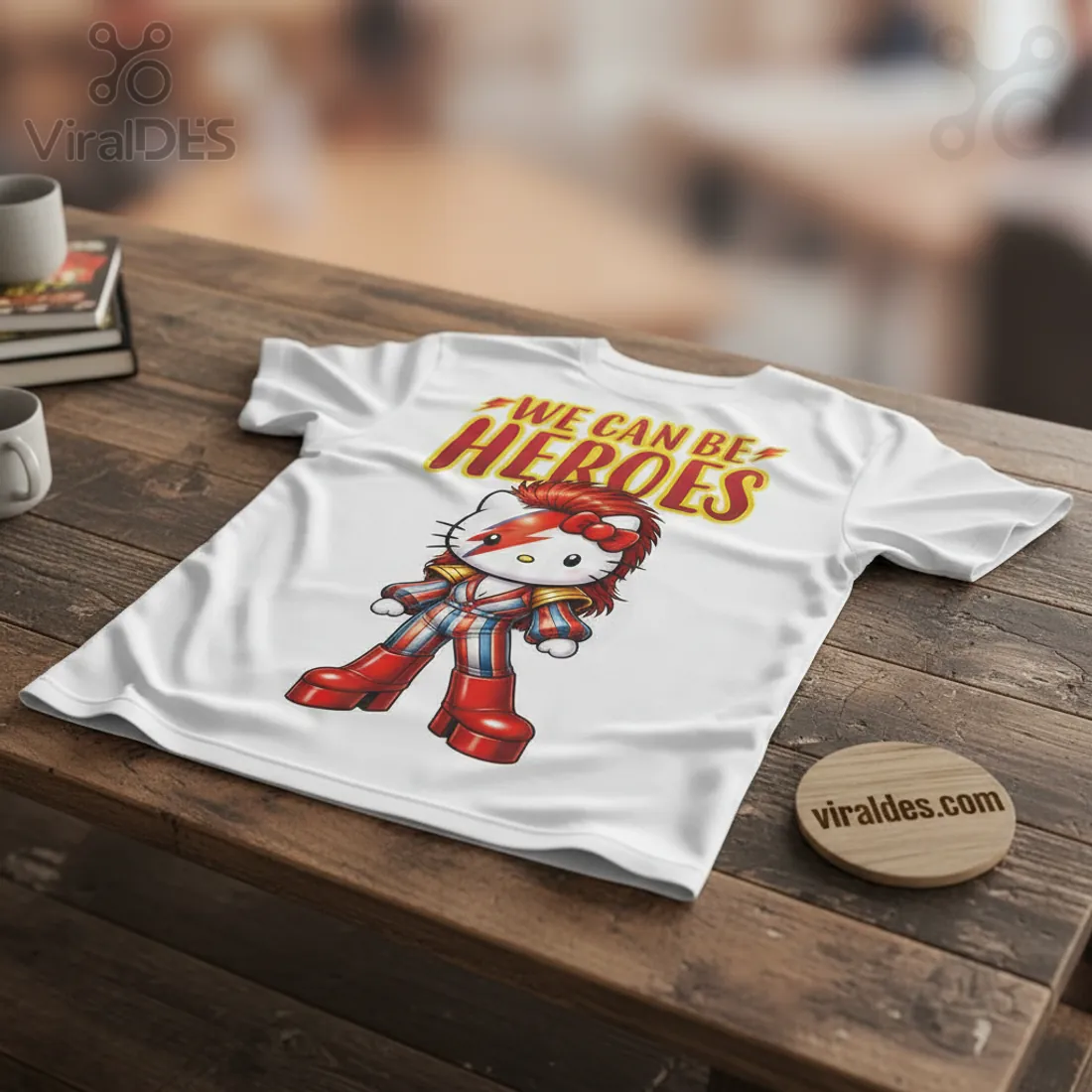 David Bowie Hello Kitty Ziggy Stardust Heroes Song Mashup T-Shirt