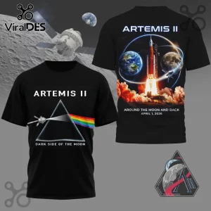 Artemis II Pink Floyd Dark Side of Moon NASA Lunar Mission T-Shirt