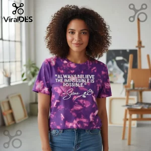 Selena Quintanilla Quote Impossible Is Possible Purple Tie-Dye T-Shirt