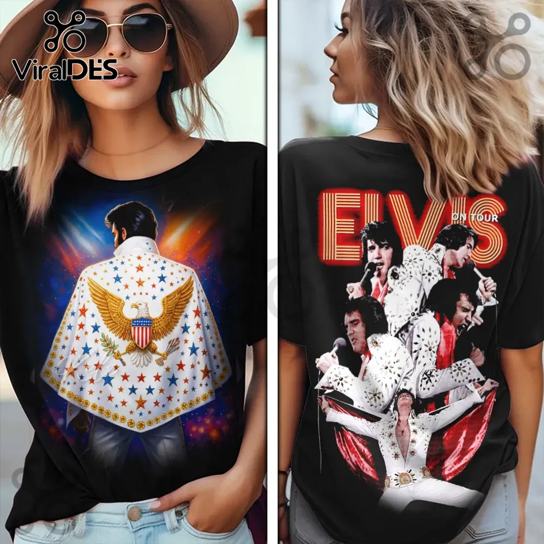 Elvis Presley The King Iconic 3D Concert Graphic Black T-Shirt Elvis Presley The King Iconic 3D Concert Graphic Black T-Shirt