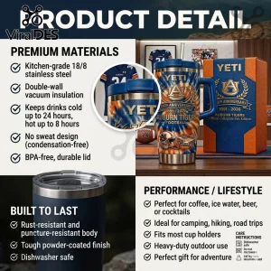 Auburn Tigers 135th Anniversary Football Commemorative YETI Tumbler