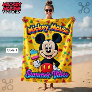 Mickey Mouse Disney Summer Vibes Ice Cream Beach Towel for Kids & Adults