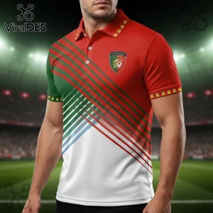 Portugal National Team 3D Print Striped Soccer Fan Men’s Polo Shirt