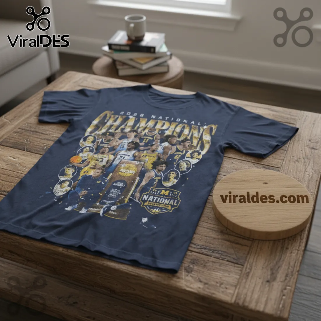 Michigan Wolverines 2026 National Champions Basketball Commemorative Fan T-Shirt