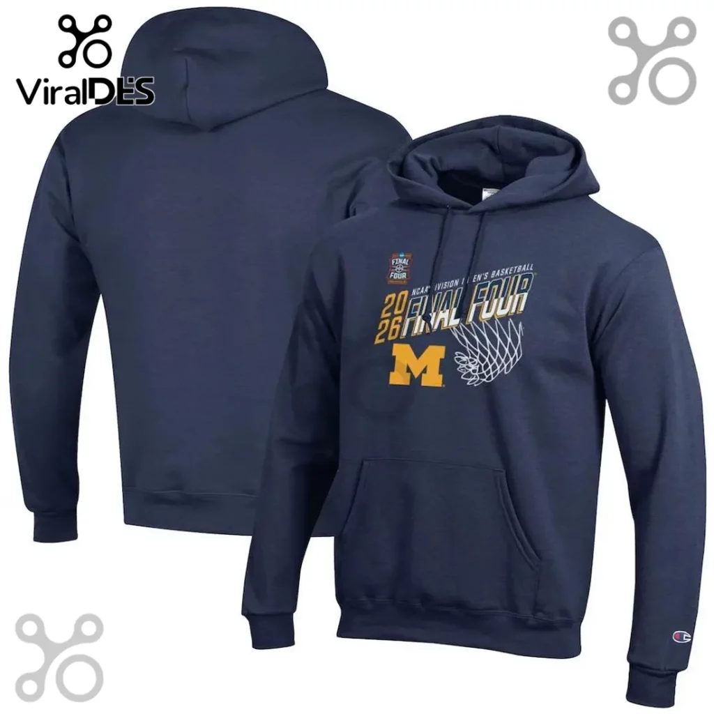 Michigan Wolverines NCAA Final Four Basketball Navy Pullover Hoodie Michigan Wolverines NCAA Final Four Basketball Navy Pullover Hoodie