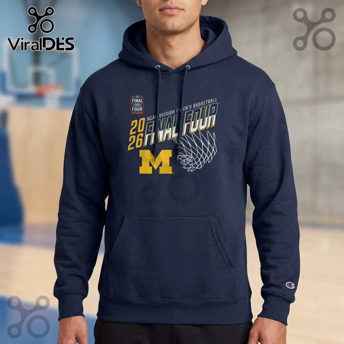 Michigan Wolverines NCAA Final Four Basketball Navy Pullover Hoodie Michigan Wolverines NCAA Final Four Basketball Navy Pullover Hoodie
