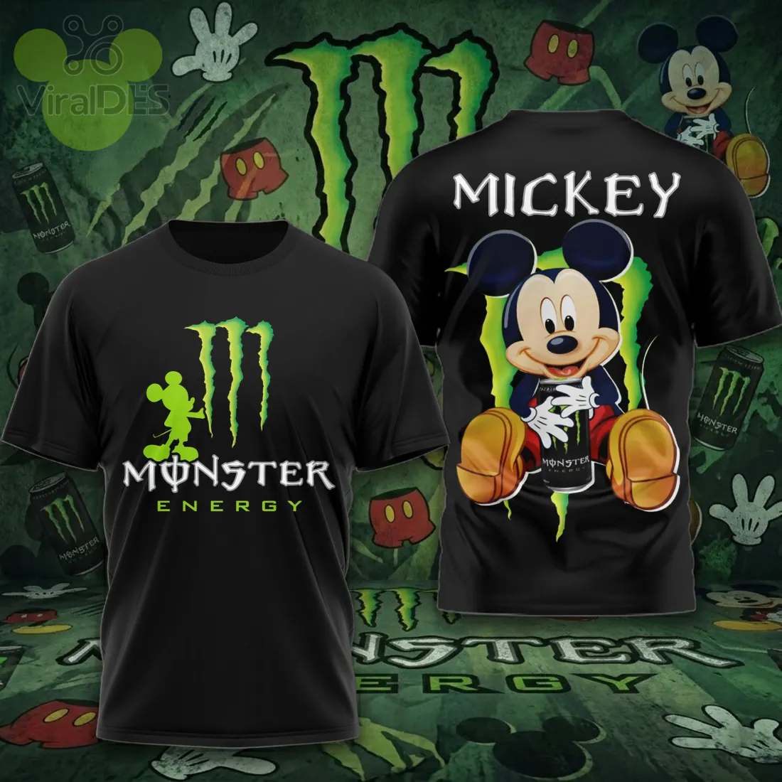 Mickey Mouse Monster Energy Crossover Unique Graphic Print T-Shirt Mickey Mouse Monster Energy Crossover Unique Graphic Print T-Shirt