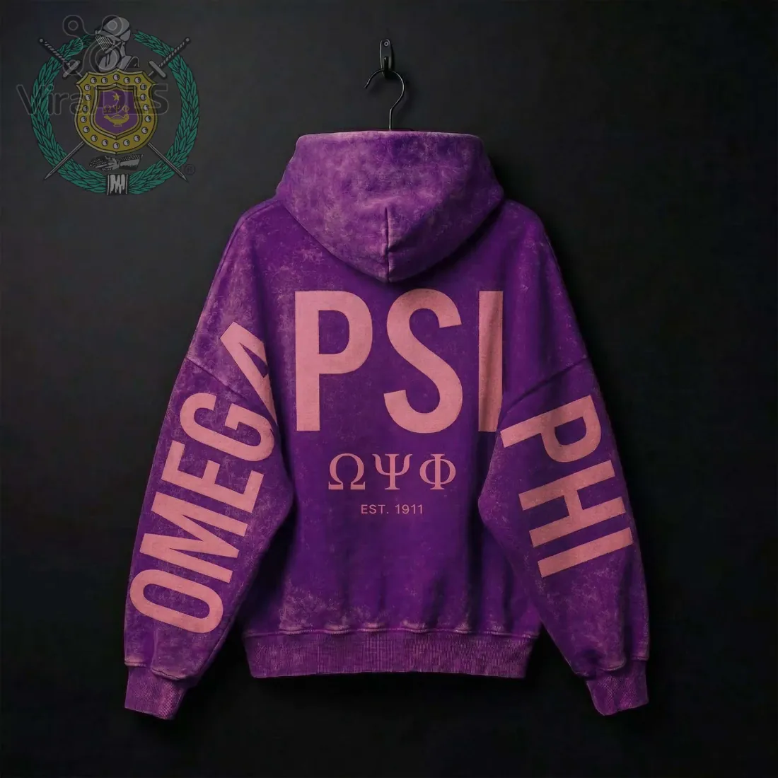 Omega Psi Phi Distressed Vintage Greek Letter Est. 1911 Hoodie Omega Psi Phi Distressed Vintage Greek Letter Est. 1911 Hoodie