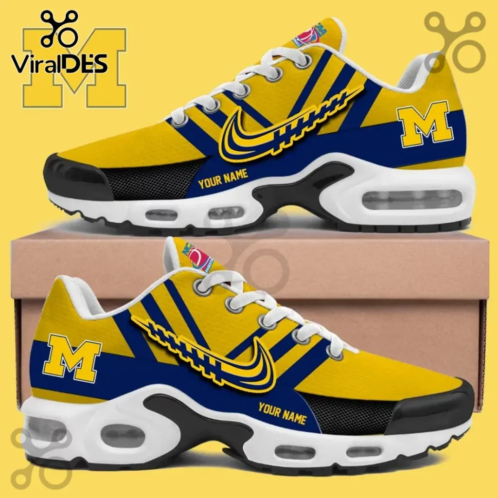 Personalized Yellow Blue Block M Logo Pattern TN Sneakers