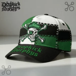 Dropkick Murphys Irish Skull Shamrock Green Patchwork Baseball Cap