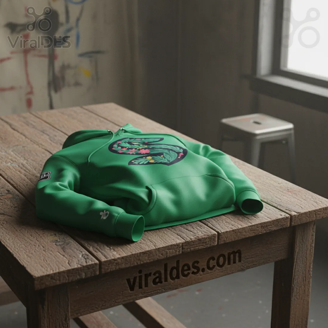 Seattle Kraken Green Night Floral S Logo Hoodie