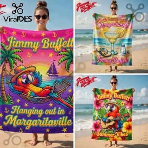 Jimmy Buffett Margaritaville Parrot Hammock Tropical Summer Beach Towel
