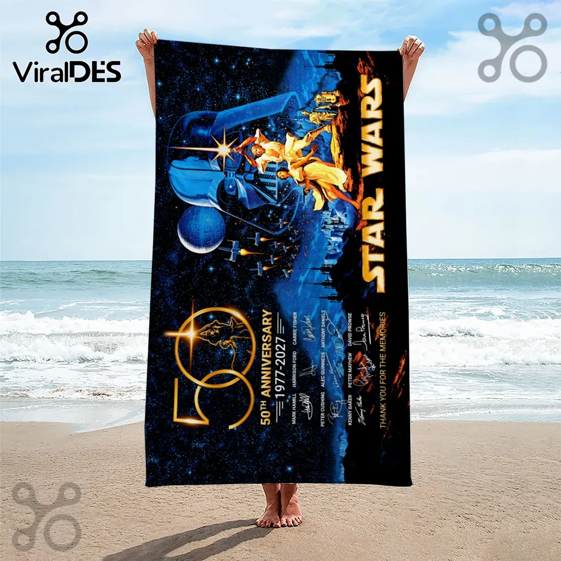 Star Wars 1977-2027 50th Anniversary Cast Signatures Towel Star Wars 1977-2027 50th Anniversary Cast Signatures Towel