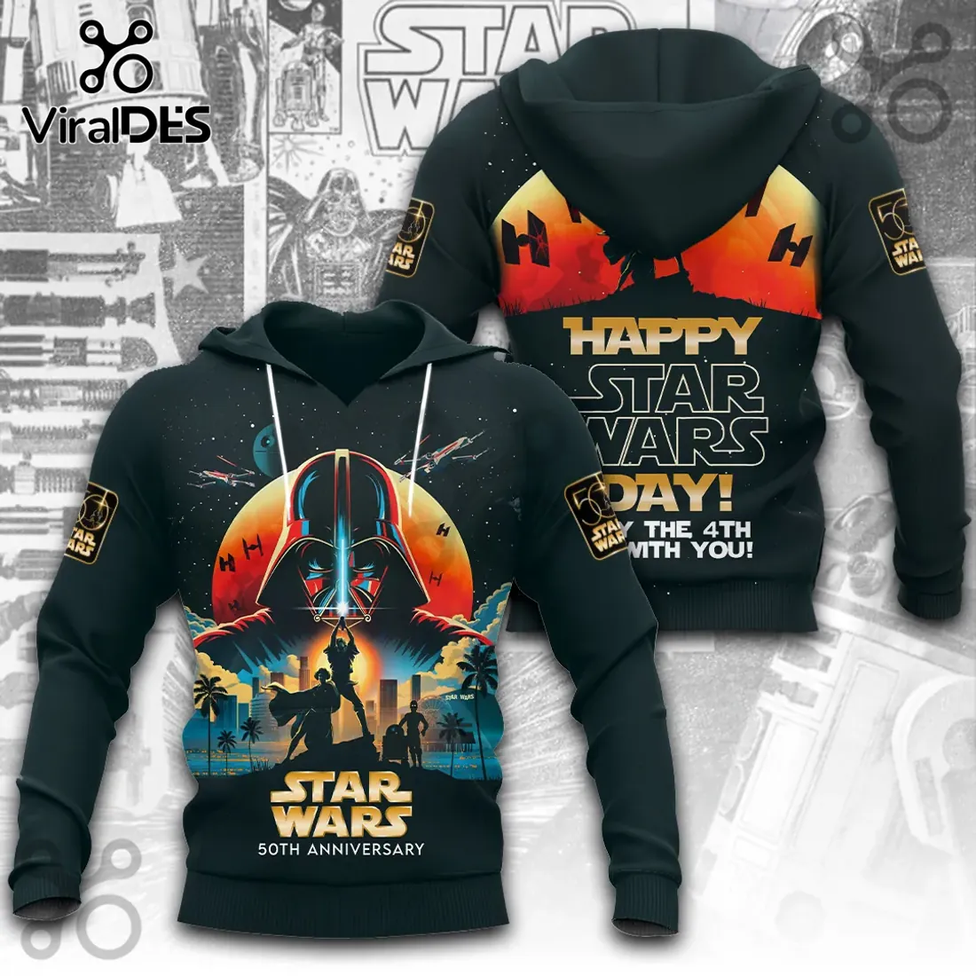Star Wars 50th Anniversary Darth Vader & Heroes Hoodie Star Wars 50th Anniversary Darth Vader & Heroes Hoodie