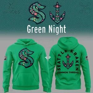Seattle Kraken Green Night Floral S Logo Hoodie